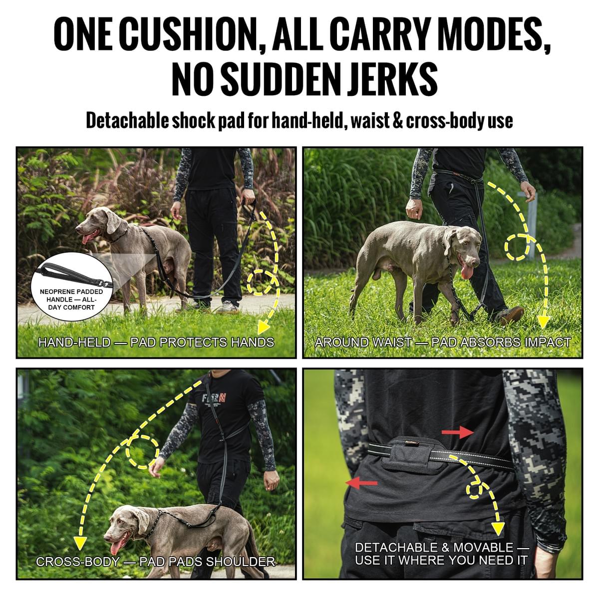 Tiorgoing Slip Lead Dog Leash 7-9FT, Hands-Free No-Pull Training with Padded Handles