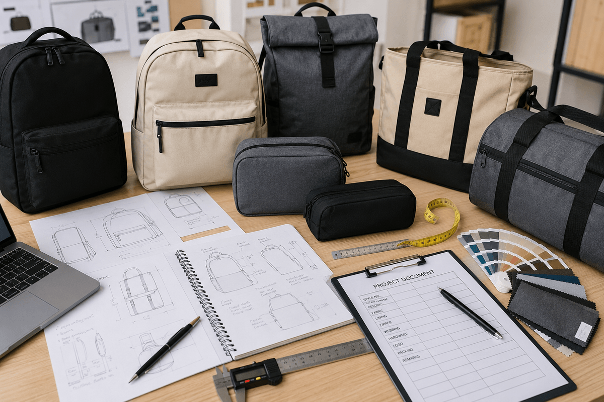 Custom bag samples and project documents for choosing a bag manufacturer in China