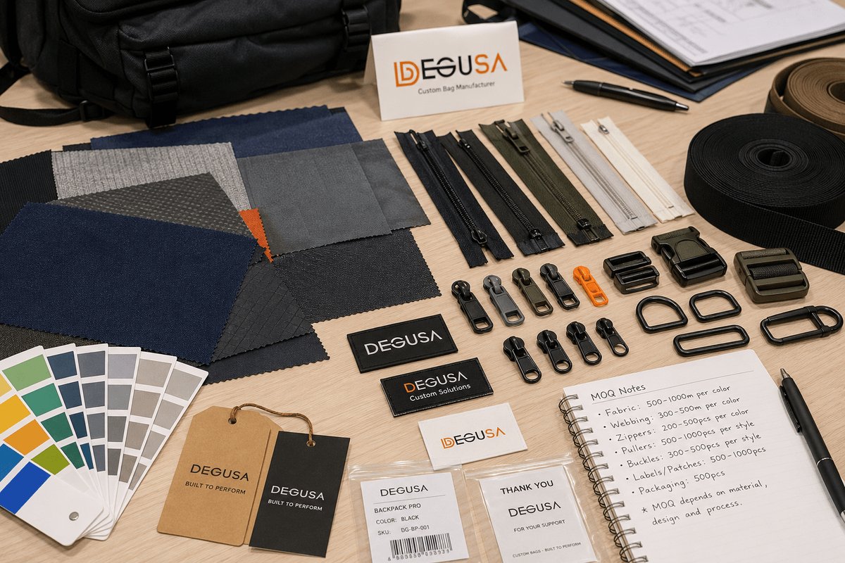 Materials and hardware that affect MOQ for custom bag orders