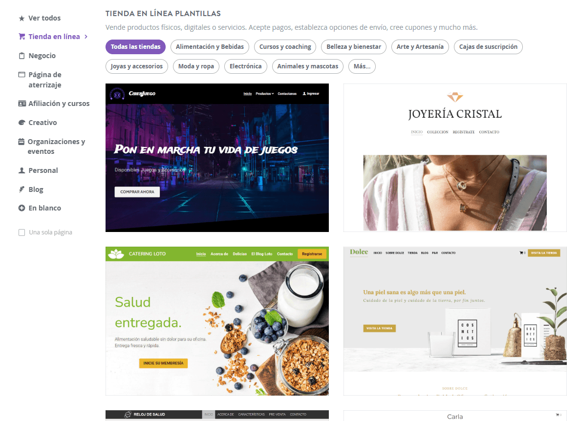 Plantilla de tienda online sorprendente