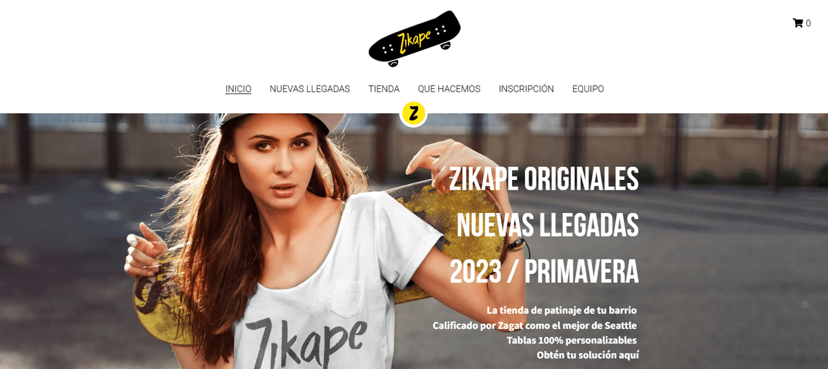 Plantilla de comercio electrónico Zikape de Strikingly