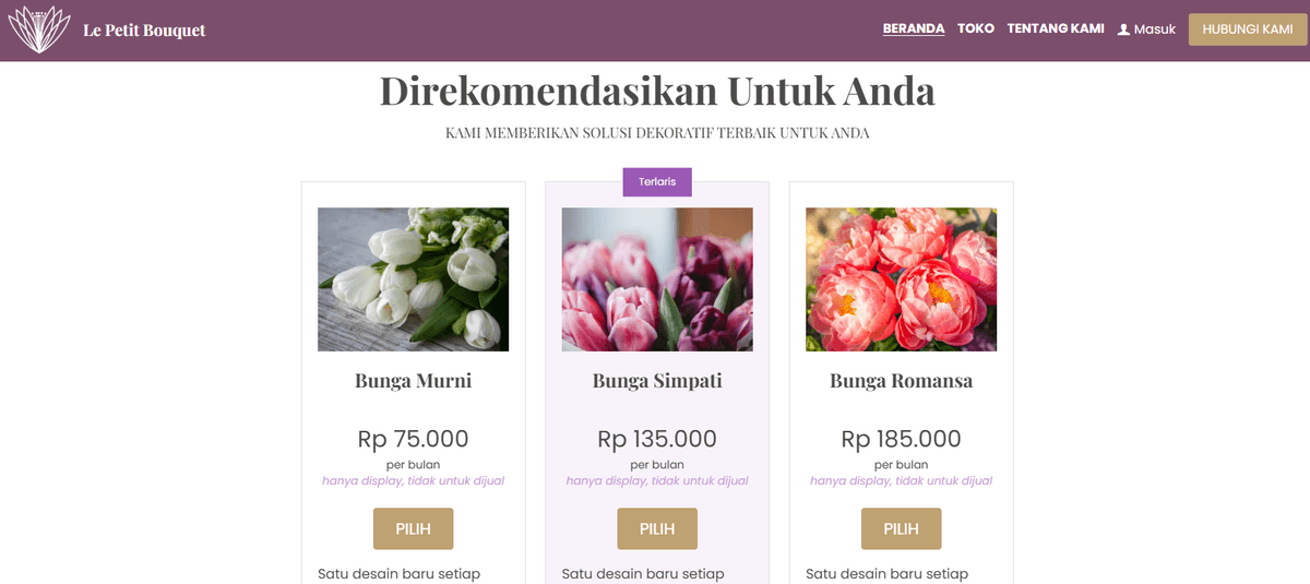 Templat Buket Le Petit dari Strikingly