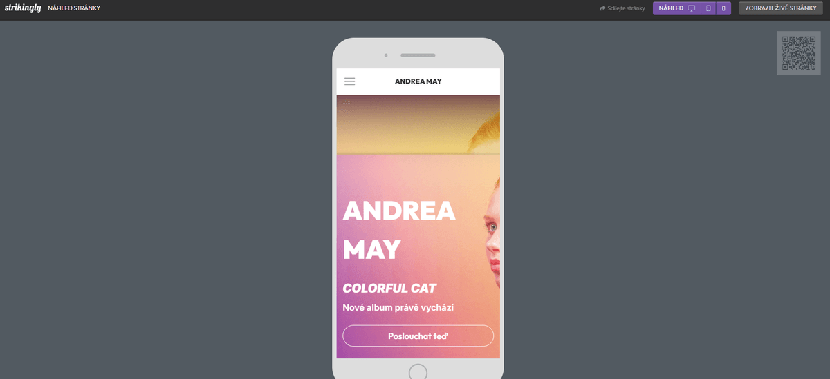 Návrh domovské stránky s Strikingly - optimalizace pro mobilní zařízení