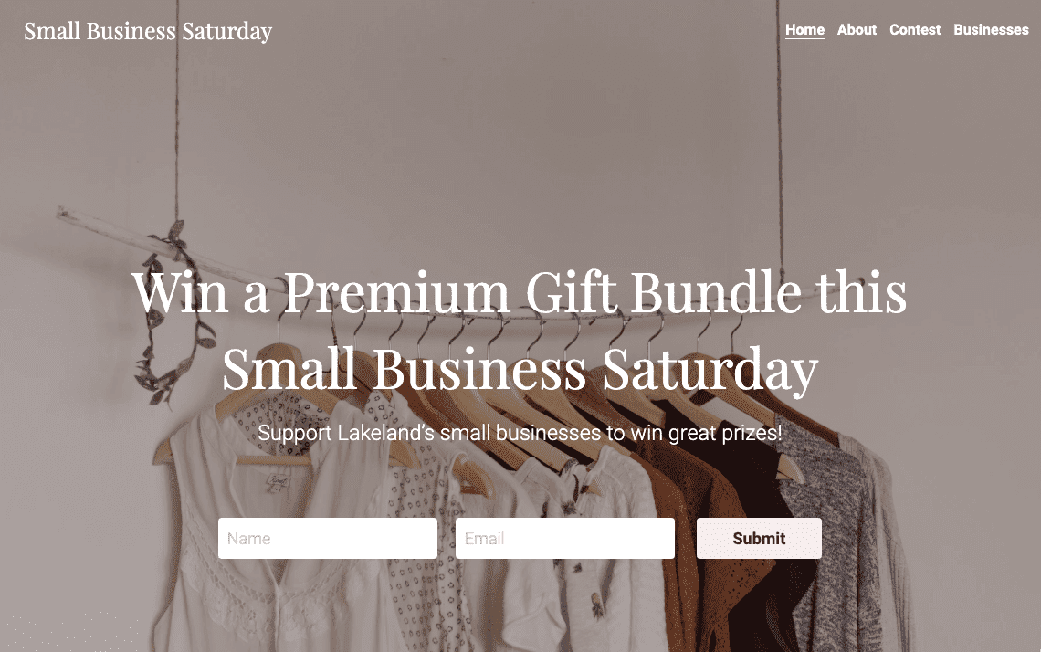 Plantilla de concurso para pequeñas empresas de Strikingly