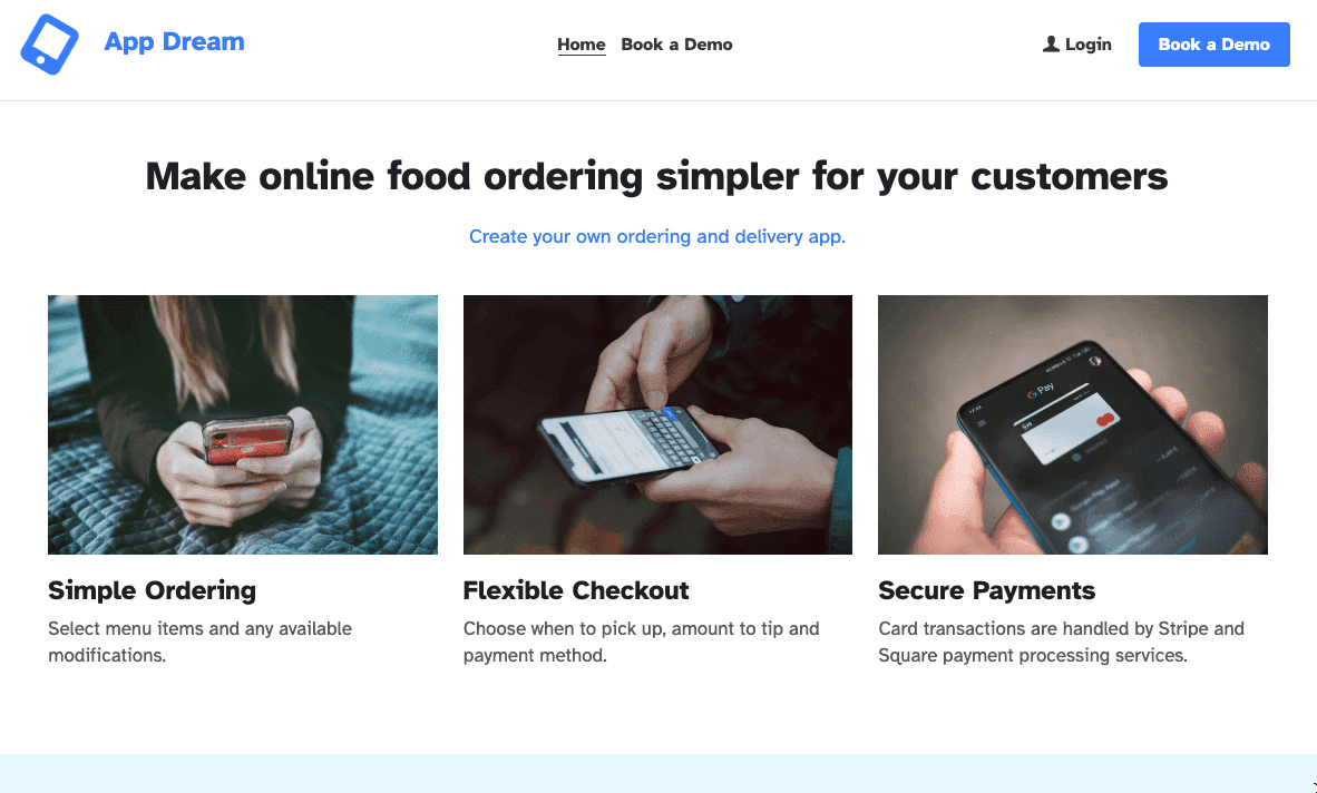 Plantilla de aplicación Dream de Strikingly