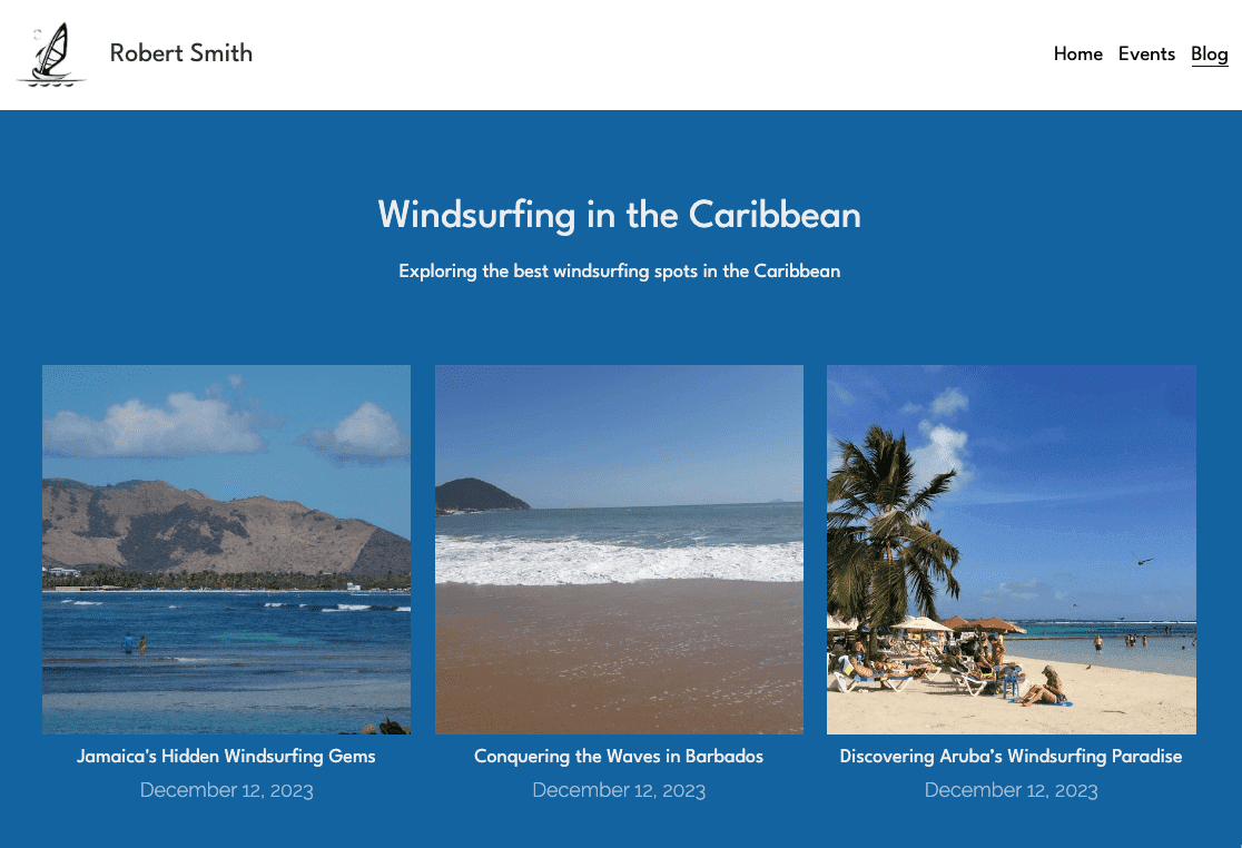 Plantilla de windsurf de Strikingly