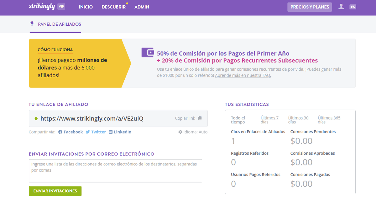 Programa de afiliados de Strikingly