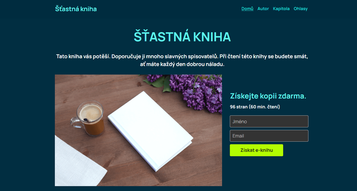 Šablona Happy Book od Strikingly