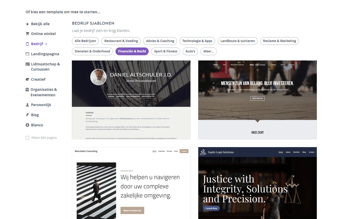 Website Homepage op Strikingly - Selecteer een Strikingly-sjabloon