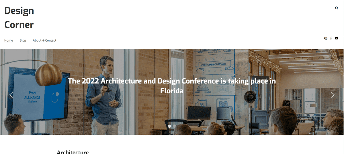 Plantilla de esquina de diseño de Strikingly