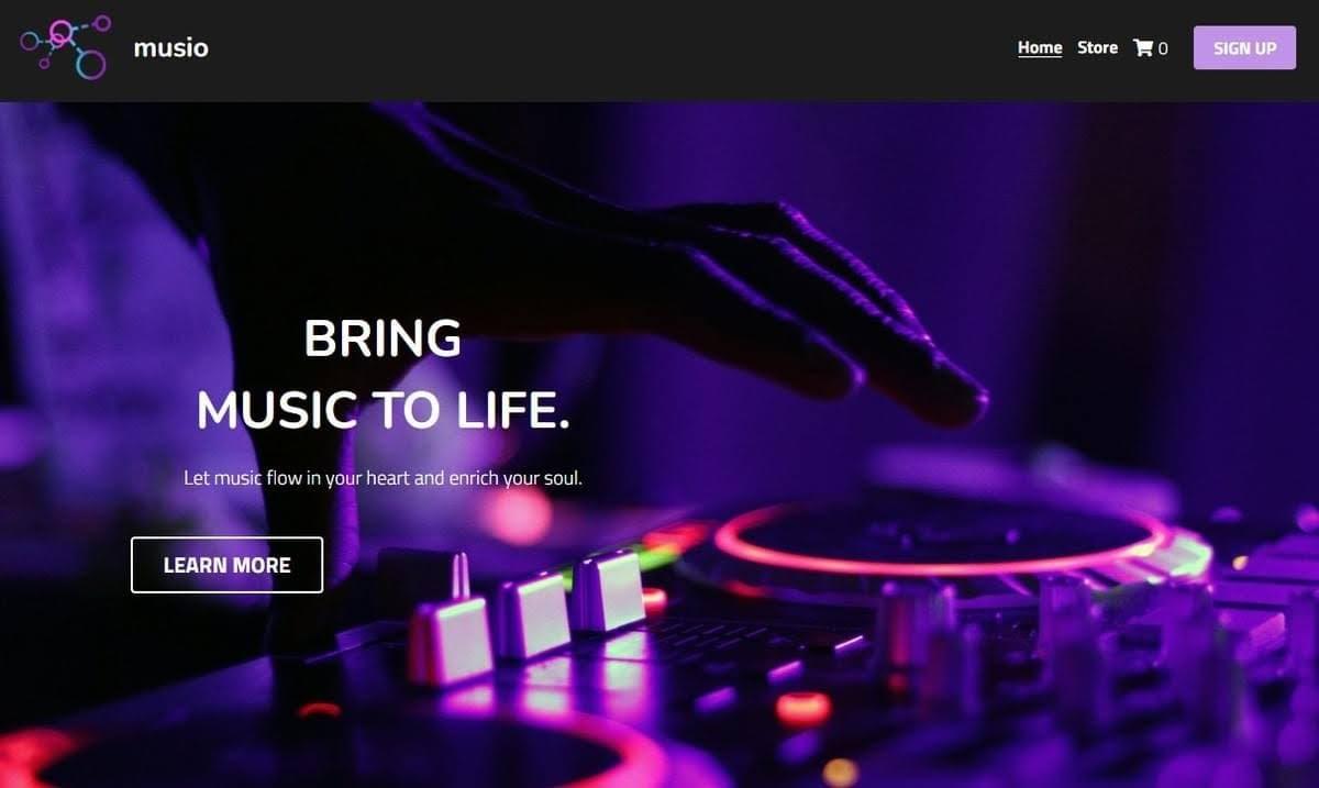 Plantilla Musio de Strikingly