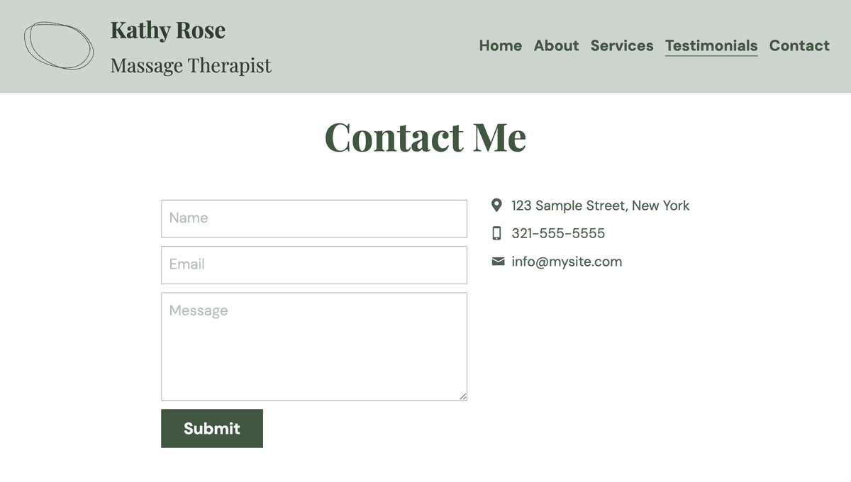 Šablona pro masážní terapeuty od Strikingly