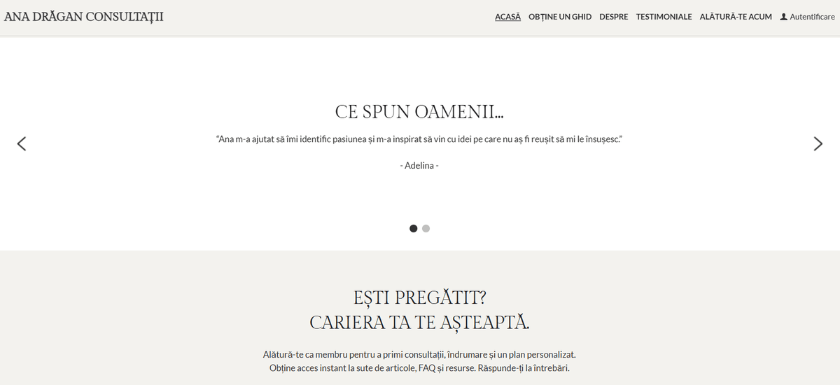 Șablon de coach pentru startup-uri de la Strikingly