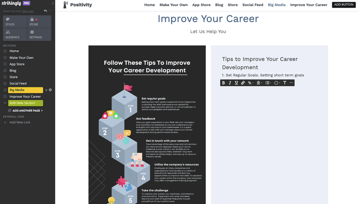 Editor de sitios web sorprendente