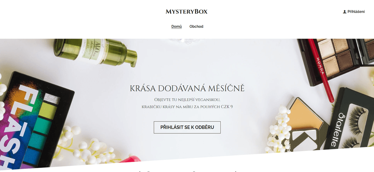 Šablona online obchodu Mystery Box se Strikingly