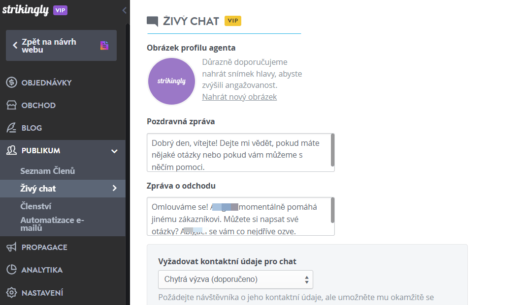 Nastavení automatické odpovědi – nahoru
