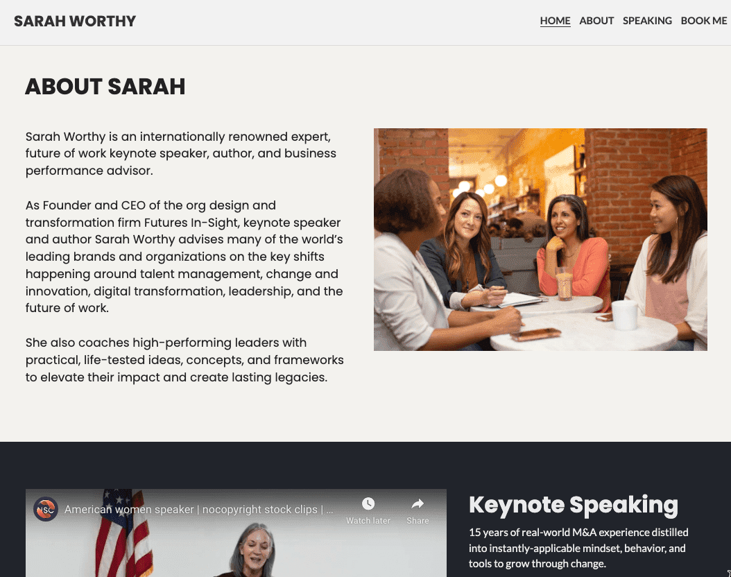 Biodata Situs Web dari Sarah Worthy Template