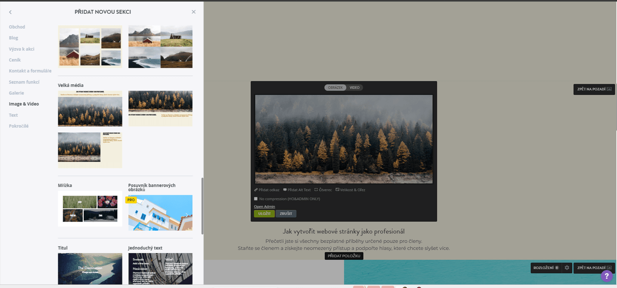 Cinemagraphs na Strikingly - Vložte Cinemagraph do sekce
