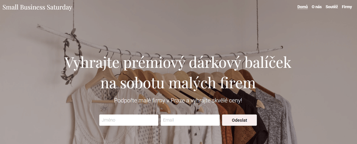 Šablona soutěže pro malé firmy od Strikingly
