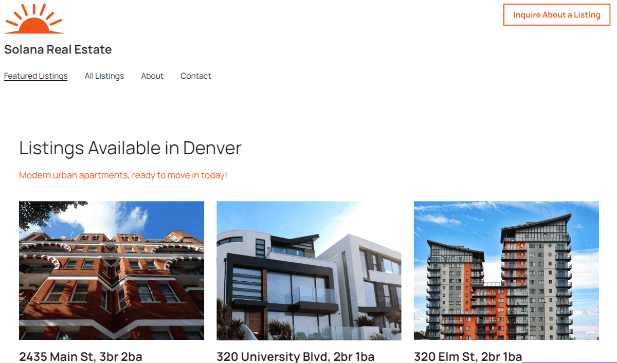 Plantilla Solana de Strikingly