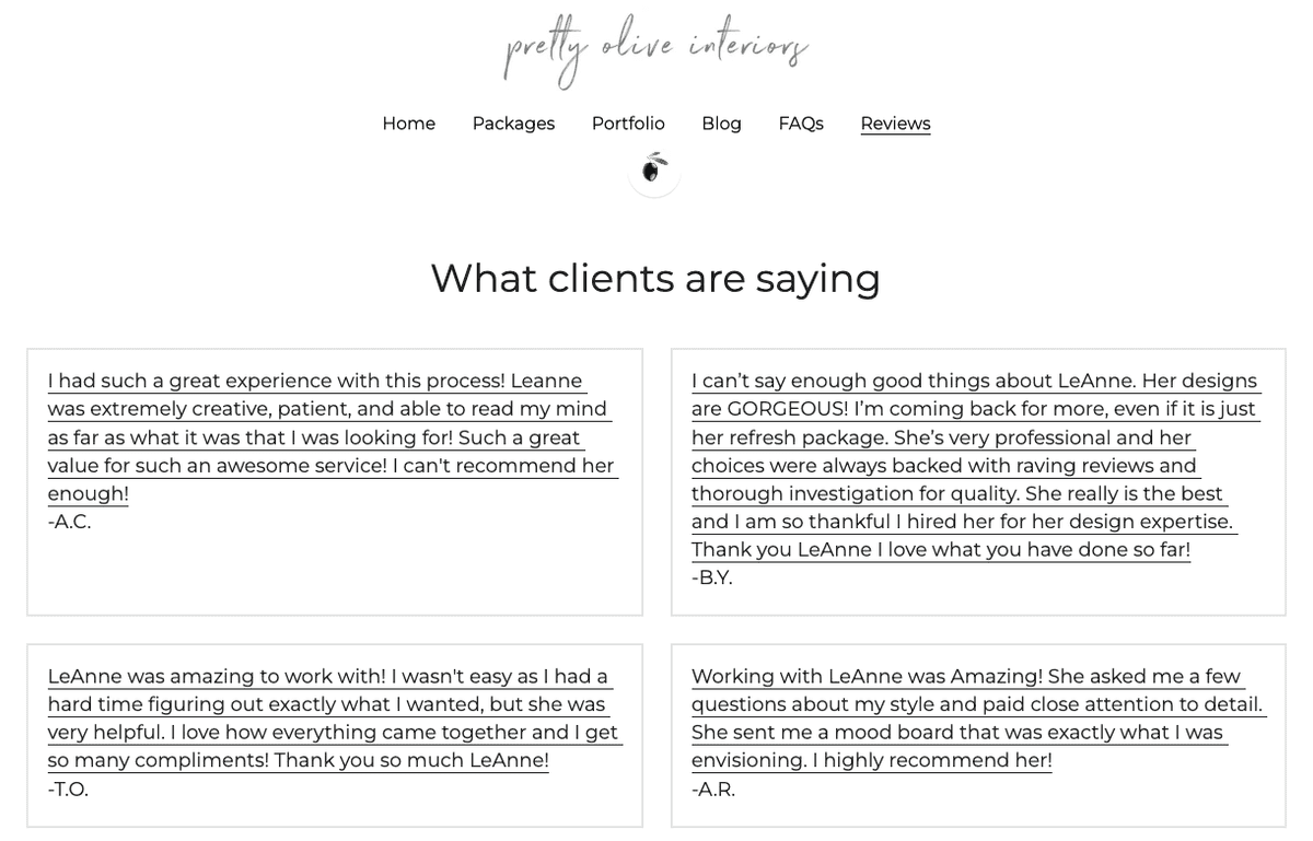 Ulasan Positif Online dari Pretty Olive Interiors