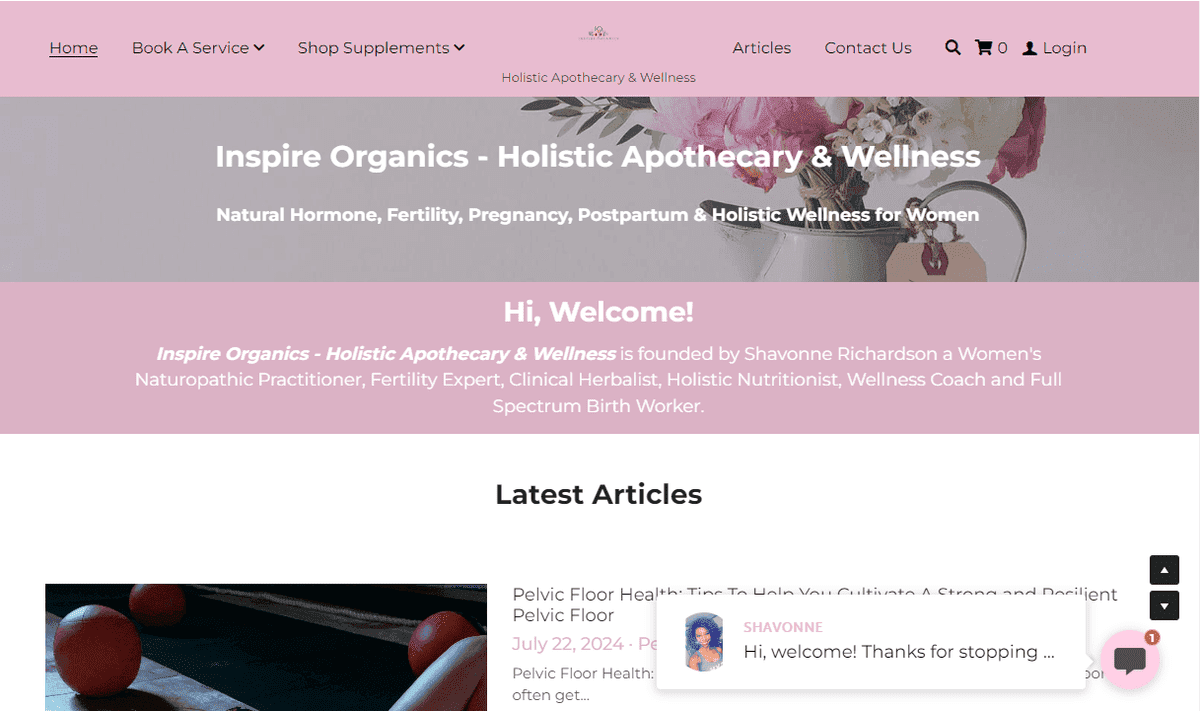 Sitio web de Inspire Organics