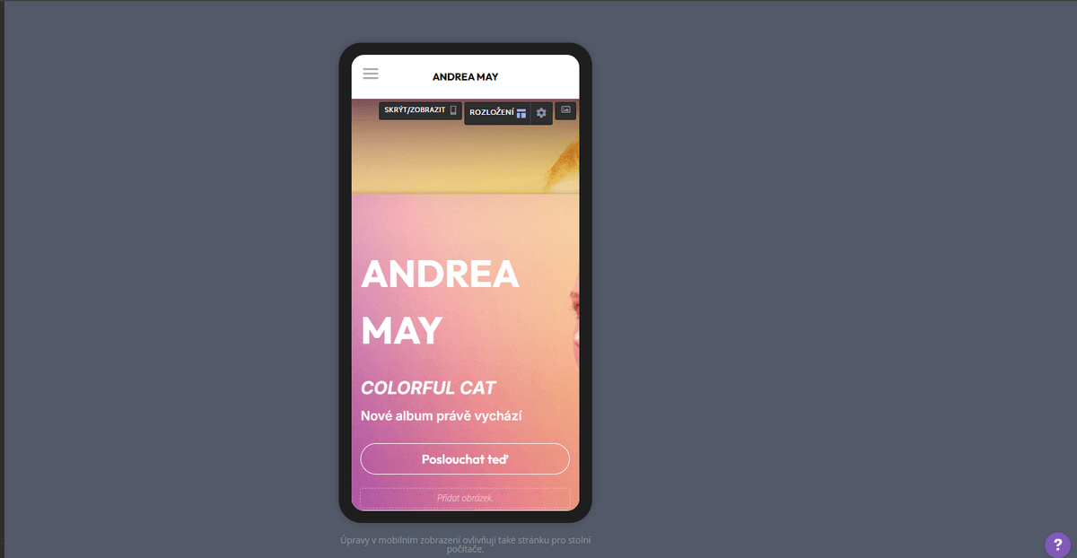 Strikingly - Tvorba hudebních webových stránek - Responzivní design