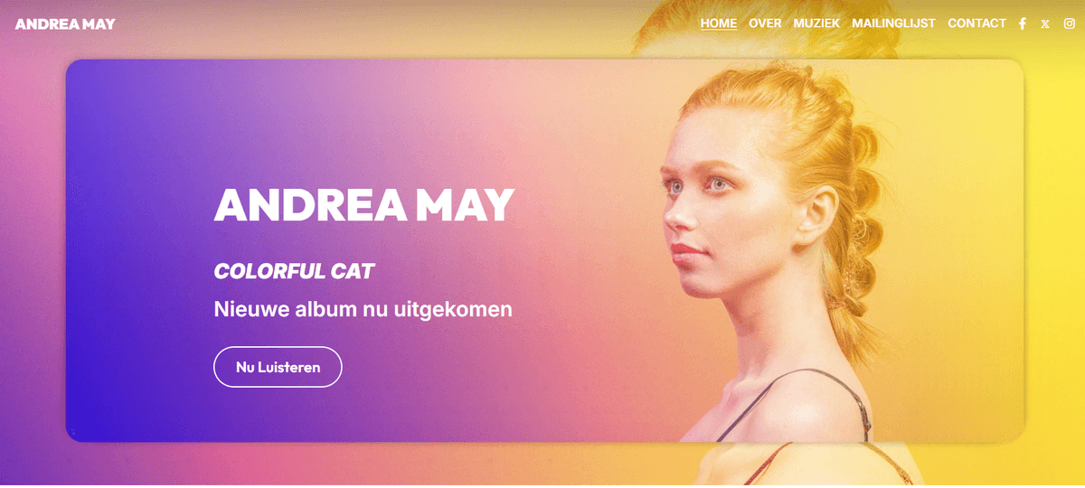 Andrea May-sjabloon van Strikingly