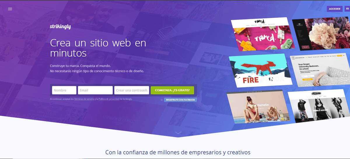 Página de destino sorprendente