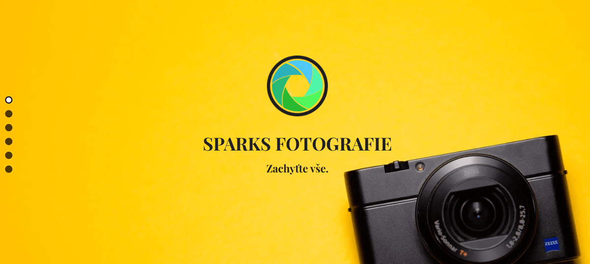 Šablona pro fotografie Sparks od Strikingly