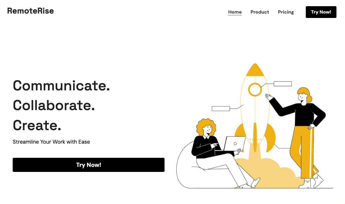 Plantilla RemoteRise de Strikingly