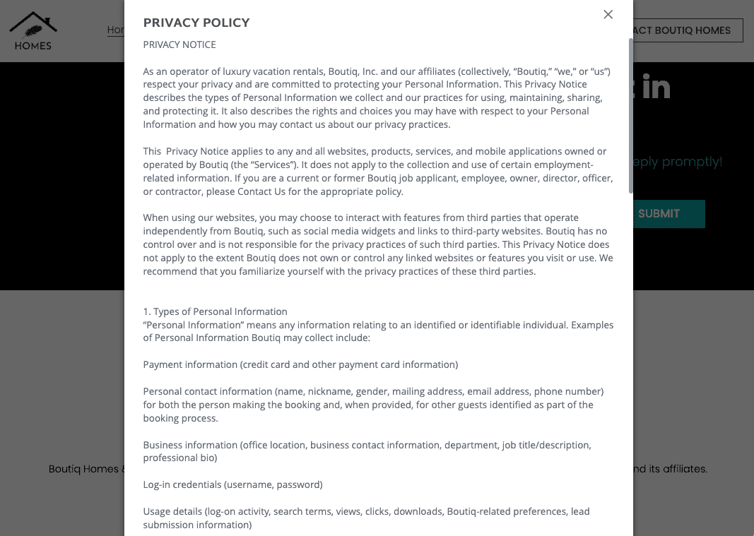 Kebijakan Privasi Boutiq Homes