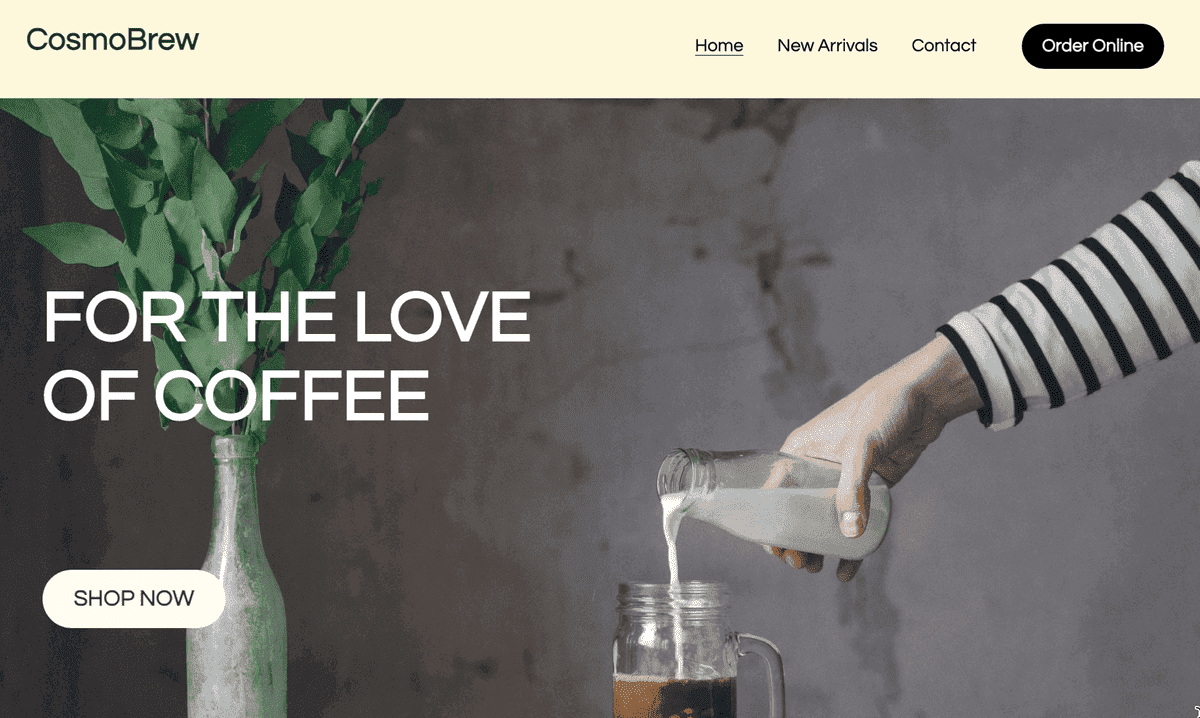 Plantilla CosmoBrew de Strikingly