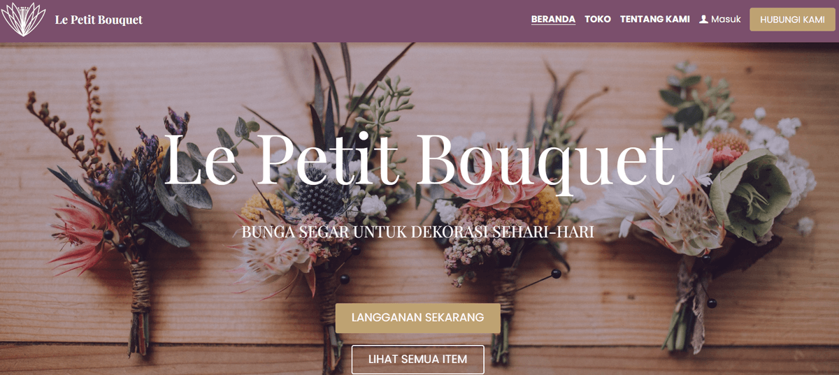 Template Le Petit Bouquet dari Strikingly