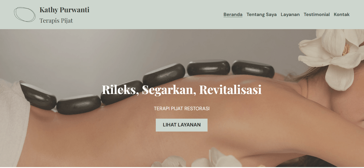 Templat Terapis Pijat dari Strikingly