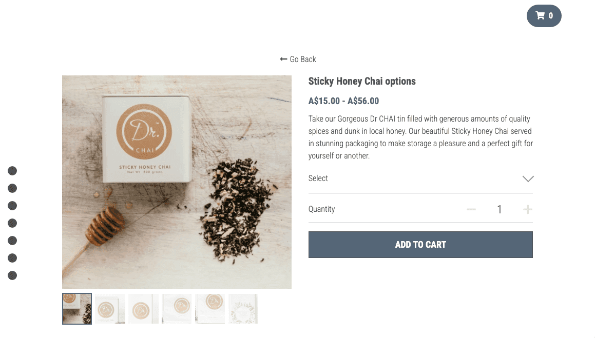 Stránka s popisem produktu na Dr. Chai Tea