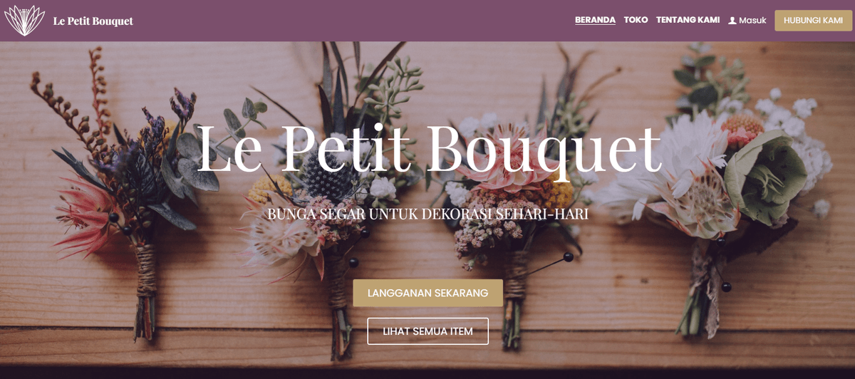 Templat Buket Le Petit dari Strikingly