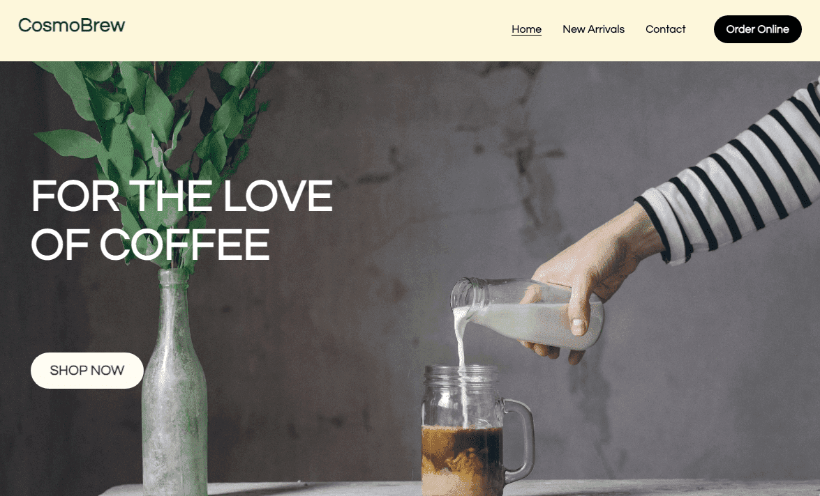 Plantilla CosmoBrew de Strikingly