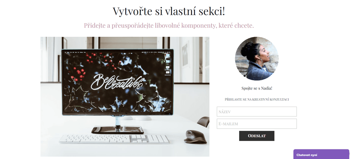 Vytvořte si vlastní sekci od Strikingly