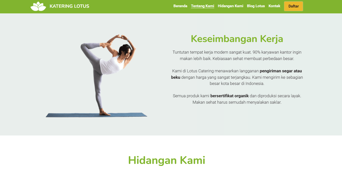 Template E-commerce Katering Lotus dari Strikingly