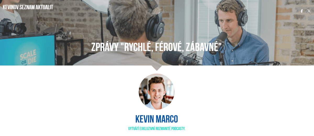 Šablona podcastu od Strikingly