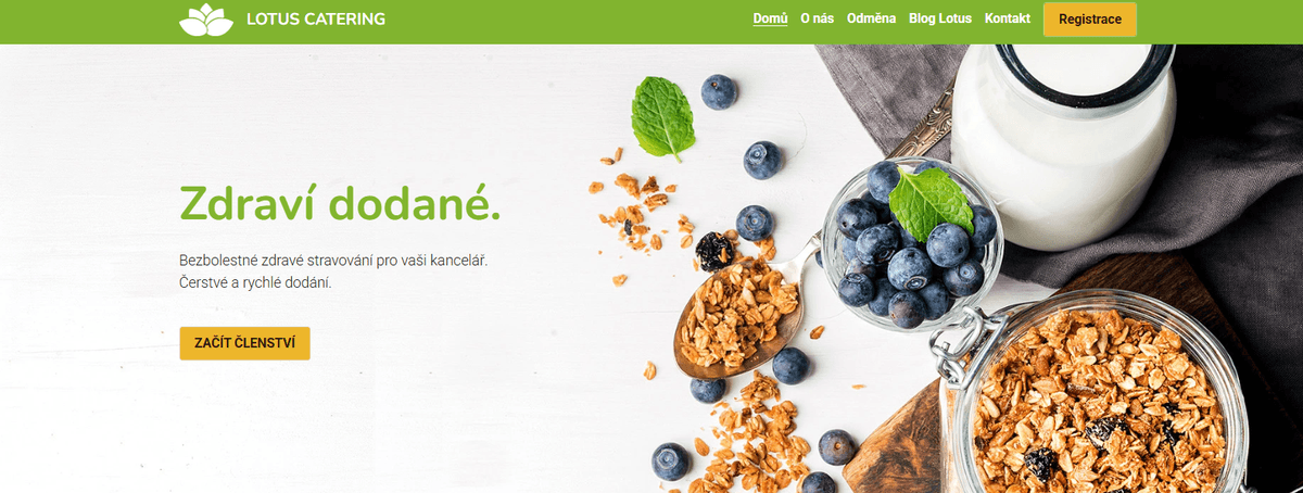 Šablona pro catering Lotus od Strikingly