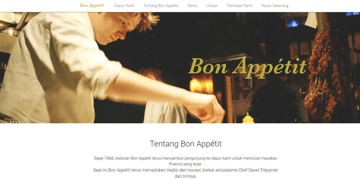 Templat Bon Appetit dari Strikingly