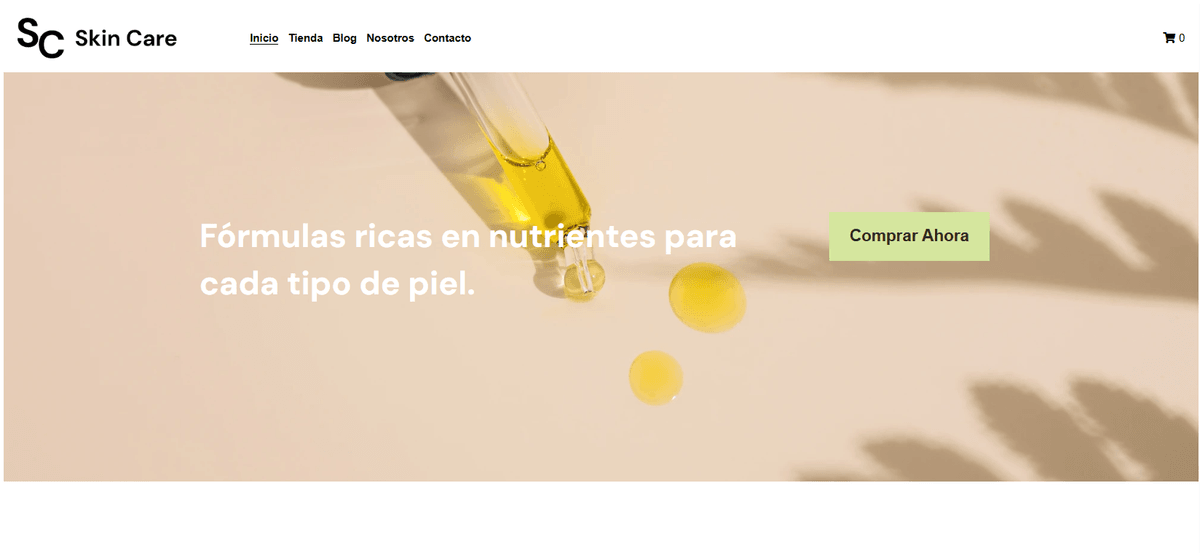 Plantilla de cuidado de la piel de Strikingly