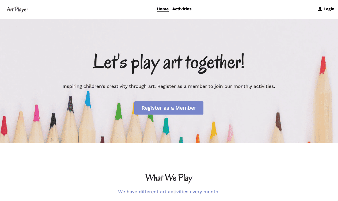 Plantilla ArtPlayer de Strikingly