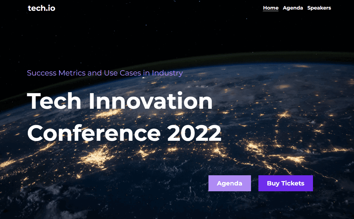 Plantilla Tech IO de Strikingly