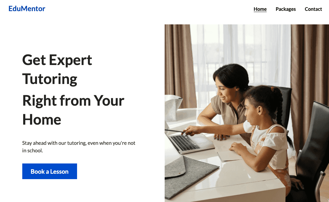 Template EduMentor dari Strikingly