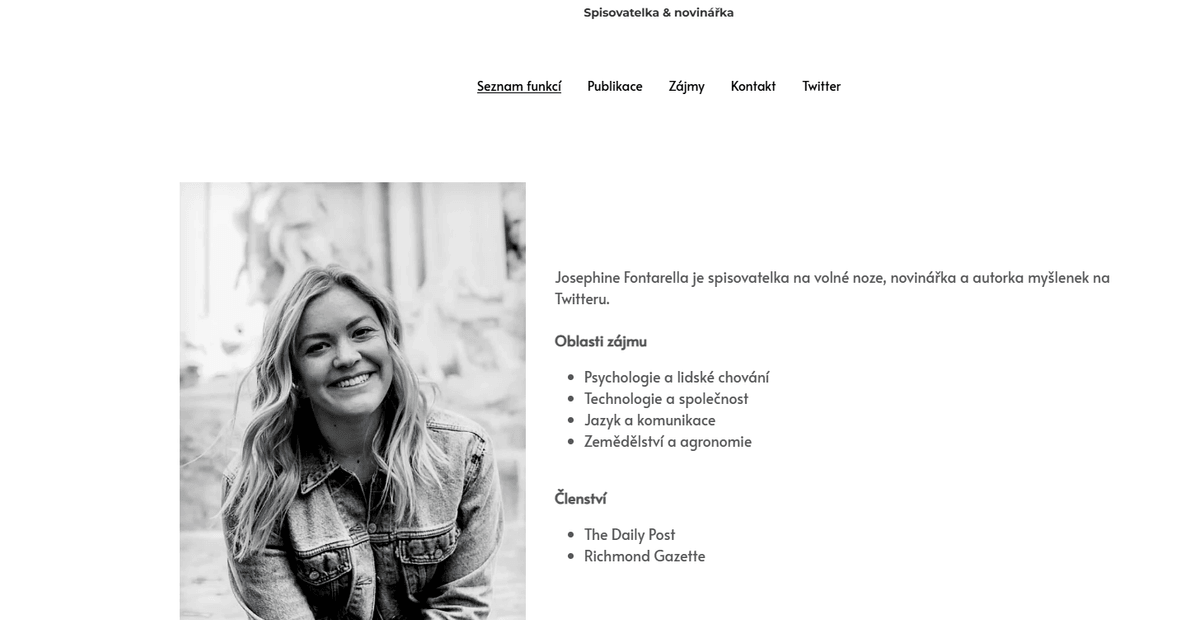 Životopis na webu z jednoduché osobní šablony