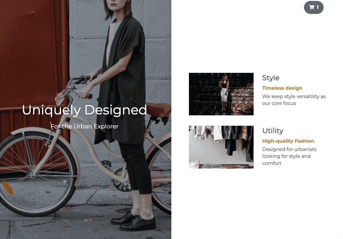 Plantilla de tienda en perspectiva de Strikingly