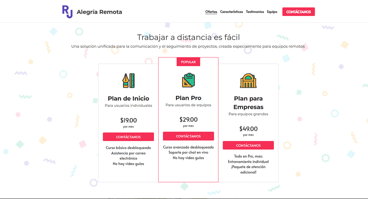 Plantilla de alegría remota de Strikingly